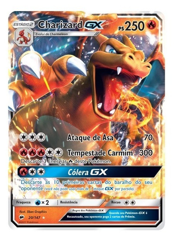 Carta Pokemon Charizard Gx 20/147 Cartinha Original Copag